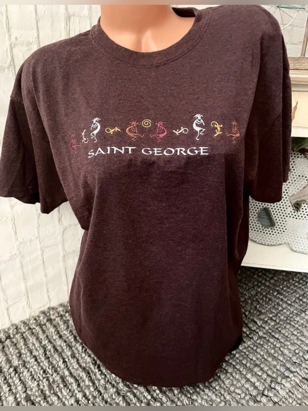 Unisex ST GEORGE UTAH Embroidered Kokopelli T-Shirt SzL NEW